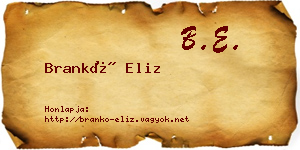 Brankó Eliz névjegykártya